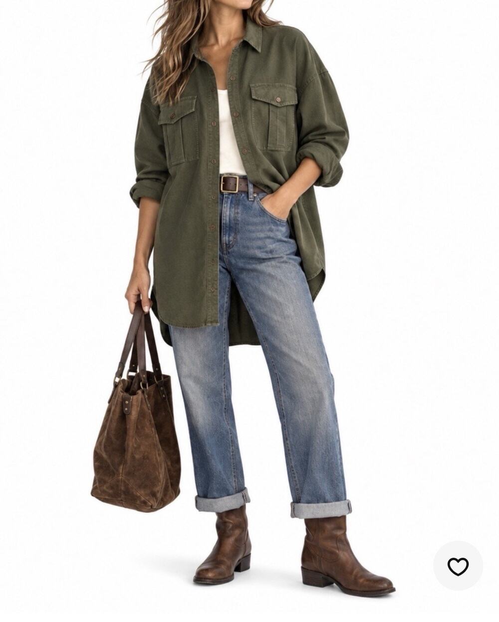 Alex Mill Army Green Keeper Oversize Tunic Long Button Down Shirt XS